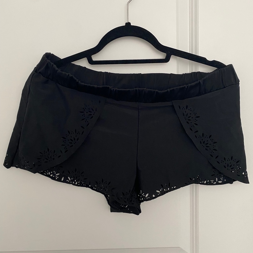 Black Swim Shorts with lace detail